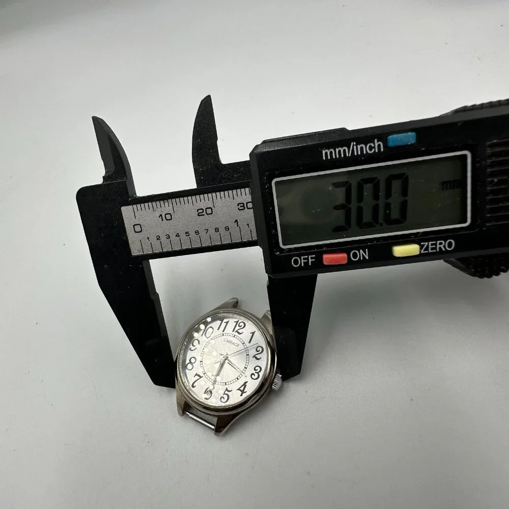 Carriage Watch Women Silver Tone Case Only No Band Easy To Read Dial New Battery